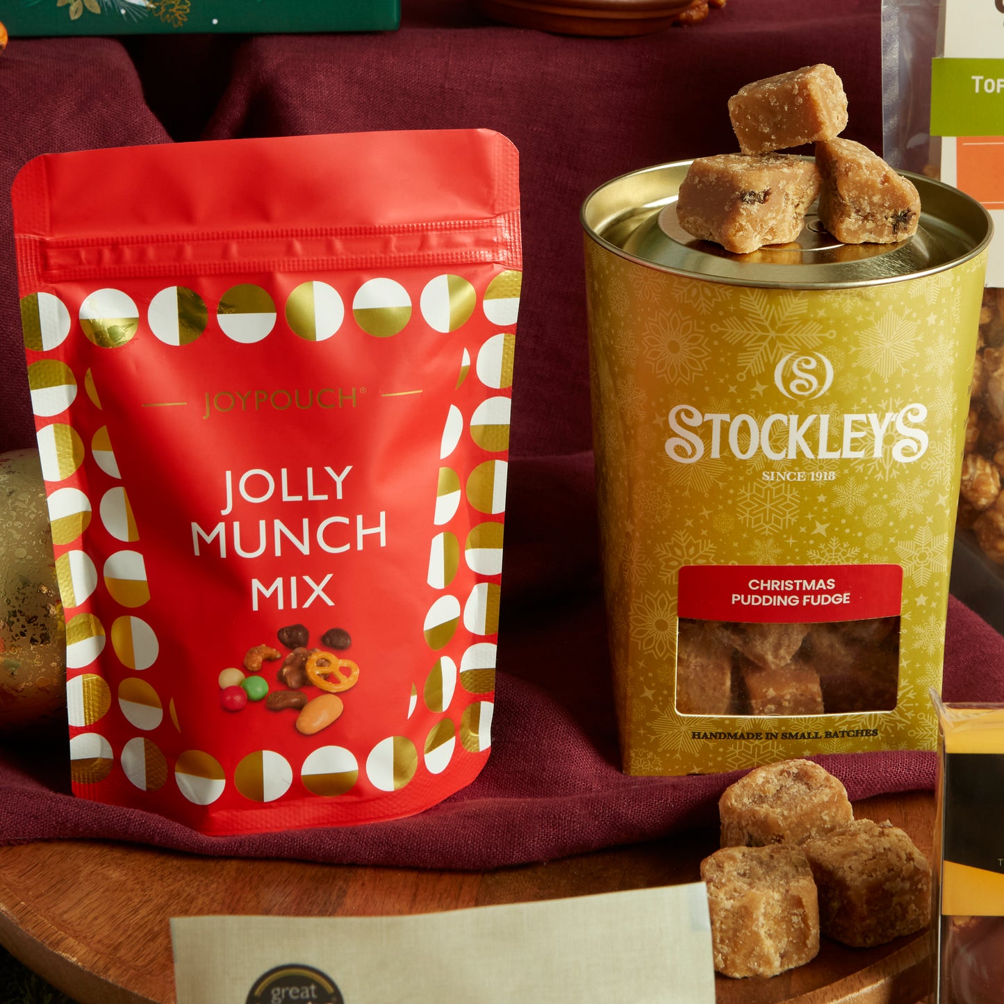 Moreish Jolly Munch Mix for Seasonal Snacking & Stockleys Festive Fudge