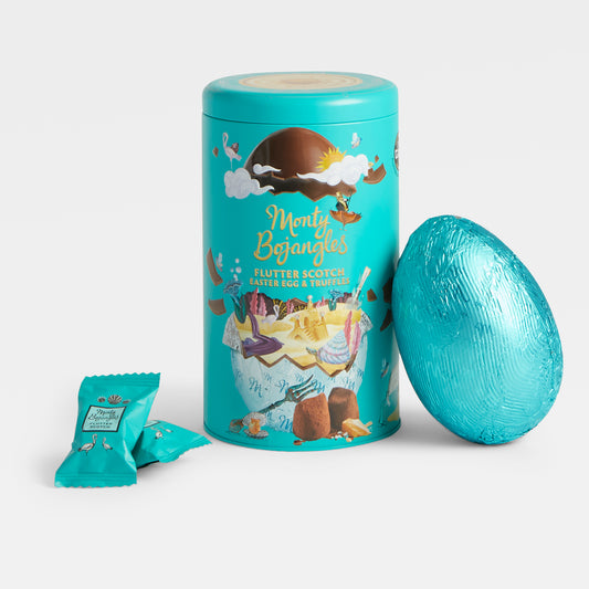 Image of Flutter Scotch Easter Egg & Truffles by Monty Bojangles, part of luxury gift hampers from hampers.com UK
