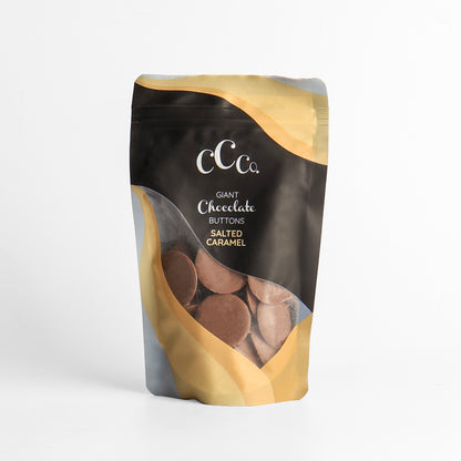 A bag of The Cambridge Confectionary Company Salted Caramel Giant Chocolate Buttons