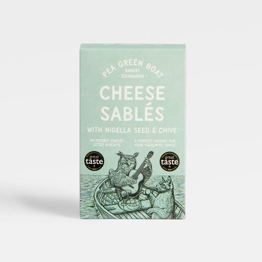 Image of Cheese Sables with Nigella Seed and Chives, part of luxury gift hampers from hampers.com UK