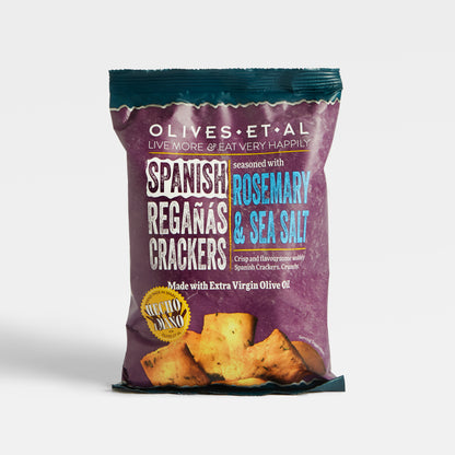 Image of 225g Rosemary & Sea Salt Regañas Crackers by Olives Et Al, part of luxury gift hampers from hampers.com UK
