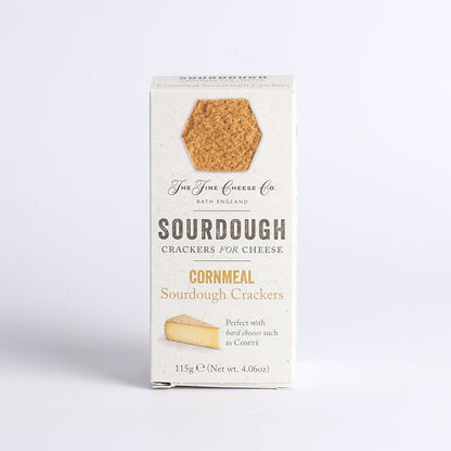 Image of 150g Cornmeal Sourdough Crackers by The Fine Cheese Company, part of luxury gift hampers from hampers.com UK