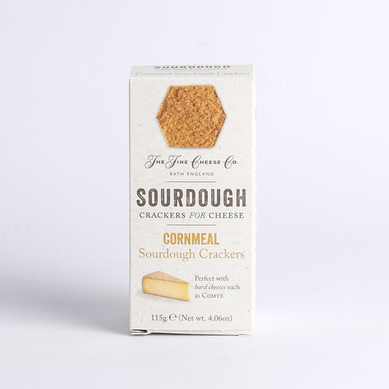 Image of 150g Cornmeal Sourdough Crackers by The Fine Cheese Company, part of luxury gift hampers from hampers.com UK