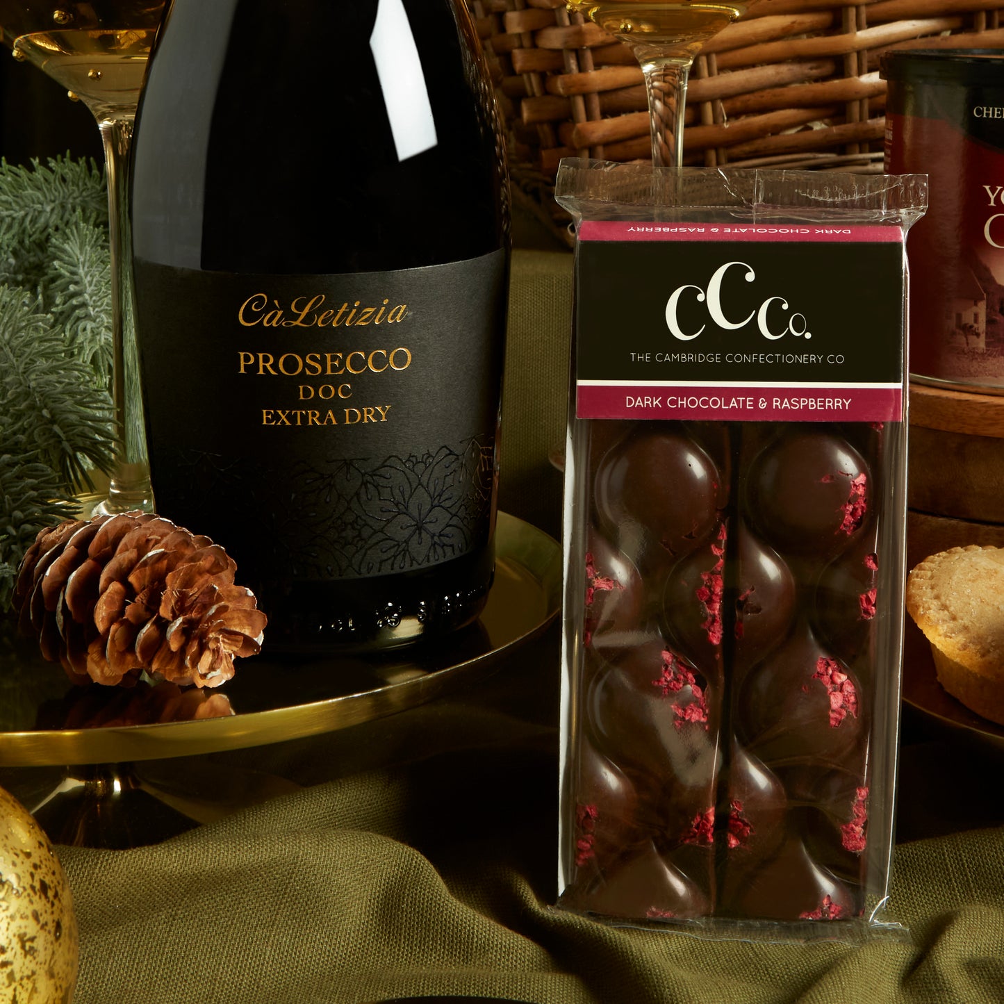 Ca Letizia Italian Prosecco DOC Extra Dry & Artisan Chocolate Christmas Gift Hamper