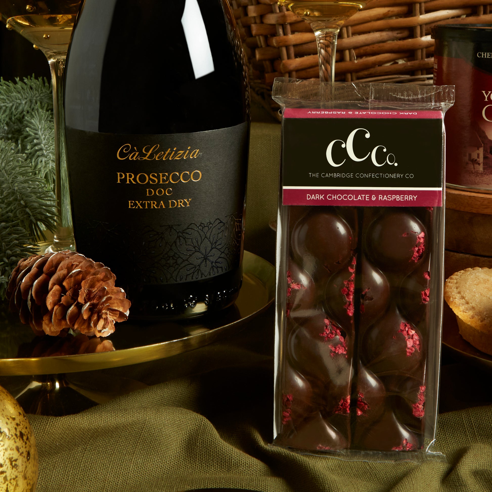 Ca Letizia Italian Prosecco DOC Extra Dry & Artisan Chocolate Christmas Gift Hamper