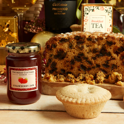 Homemade Jam, Buttery Mince Pie & Fruit Cake - Traditional Afternoon Tea Hamper with Christmas Twist 