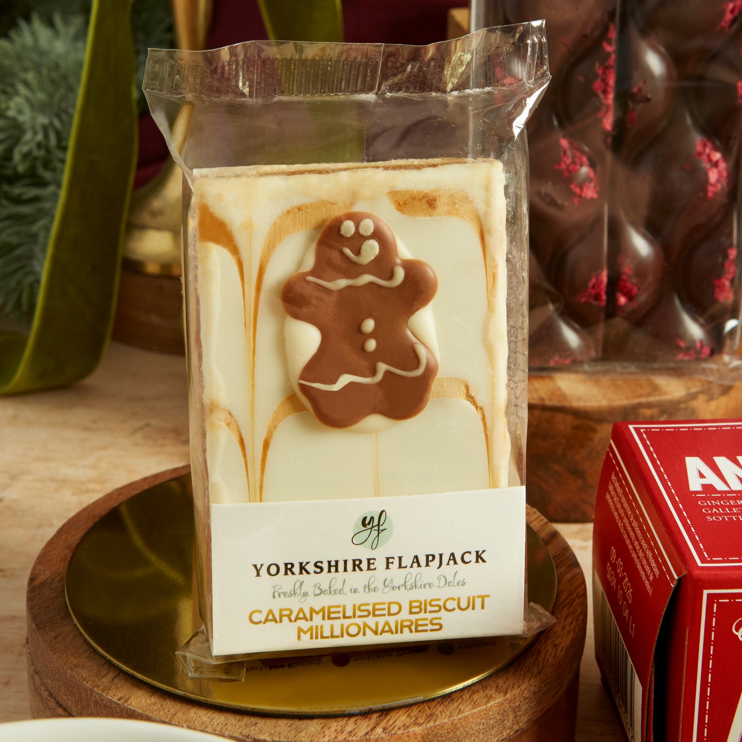 Festive Yorkshire Flapjacks Gingerbread Biscuits and Tea Gift Hamper for Christmas