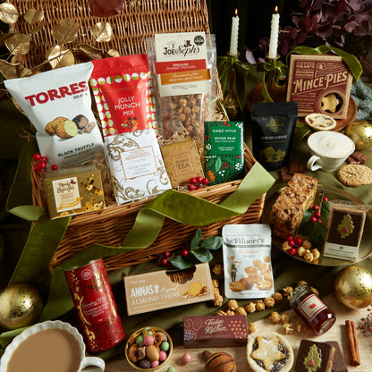 The Magic of Christmas Hamper in a wicker basket