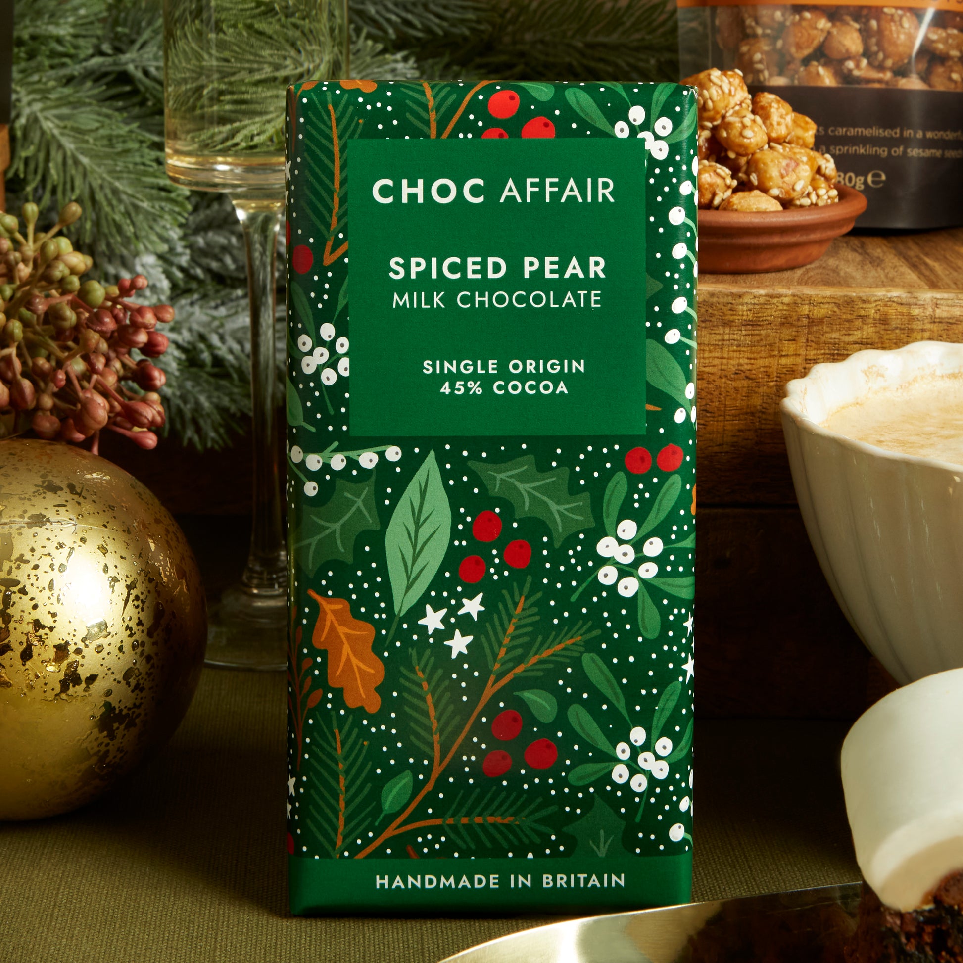 Choc Affair's Artisan Spiced Pear Milk Chocolate Bar