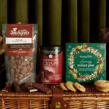 Joe & Seph's Gourmet Popcorn, Yorkshire Finest Crisps & Luxury Mince Pies Christmas Hamper