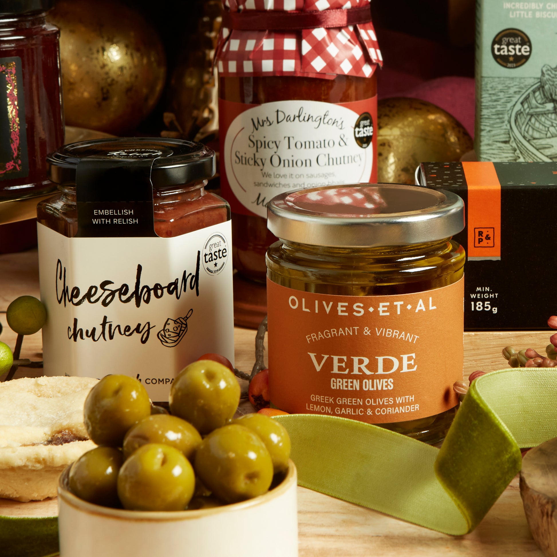Premium, Great Taste Award-Winning Christmas Cheeseboard Chutney & Gourmet Green Olives