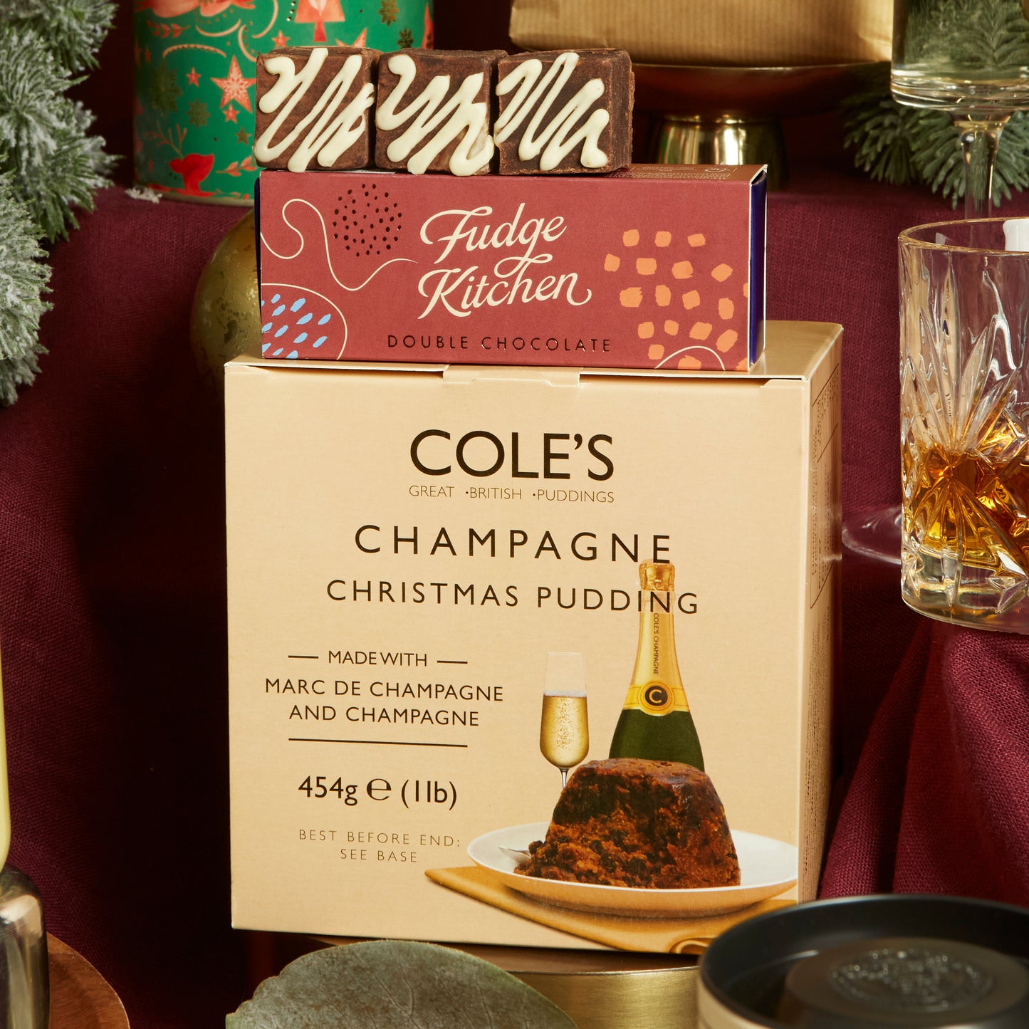 Cole's Gourmet Champagne Christmas Pudding & Fudge Kitchen's Double Chocolate Fudge