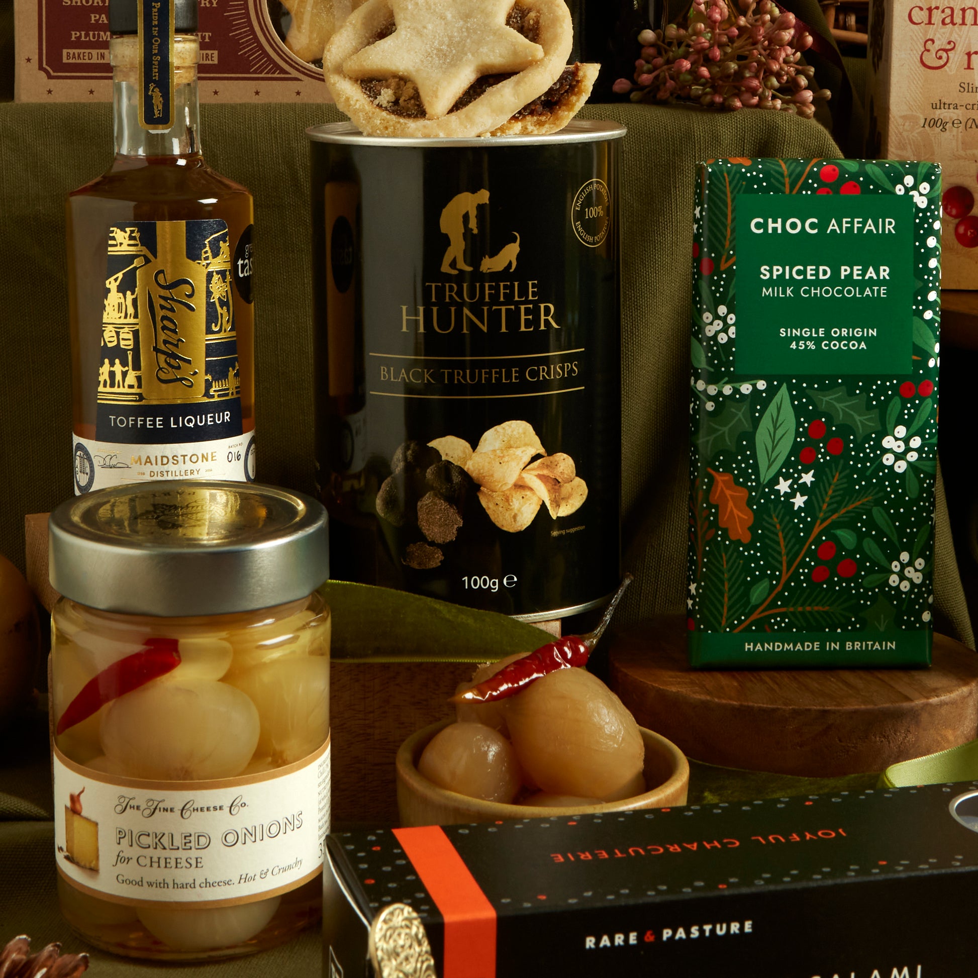 Premium toffee liqueur and seasonal snack Christmas gift hamper