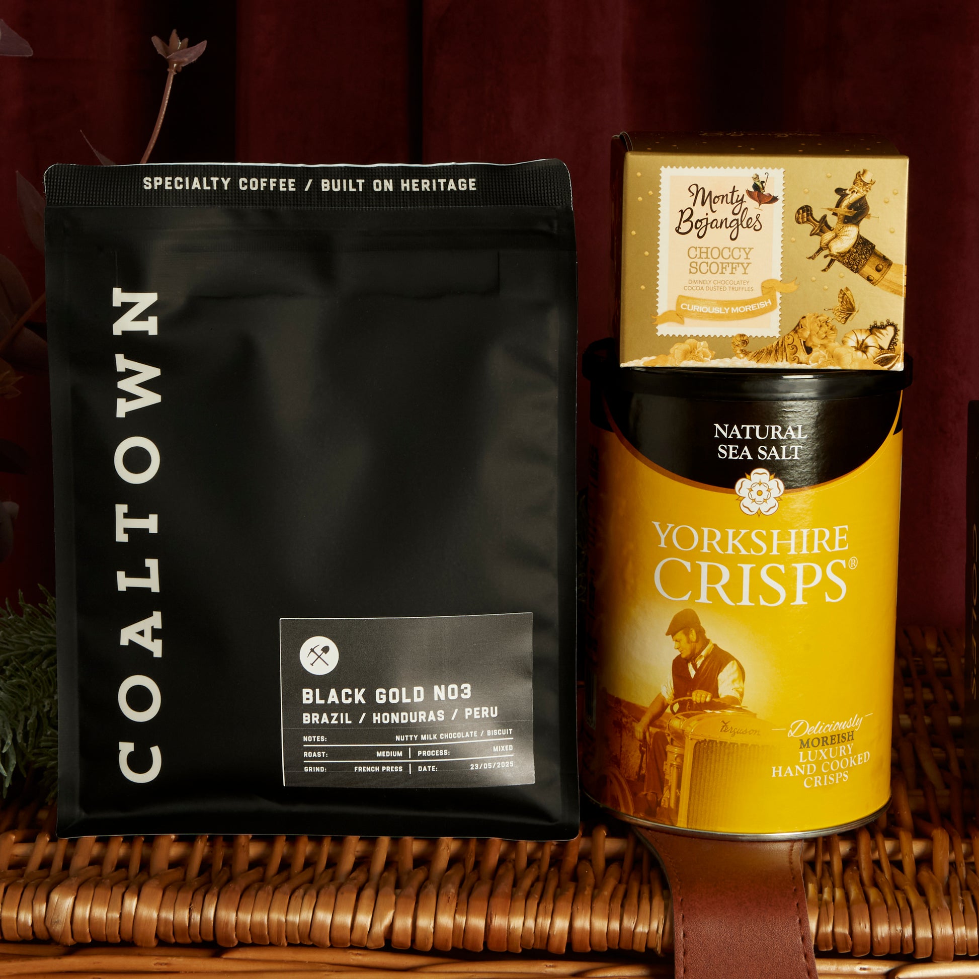 Gourmet Yorkshire cheddar crisps, Monty Bojangles truffles and Coaltown roast coffee 