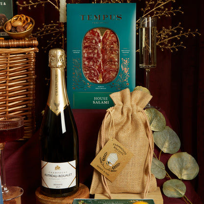 Luxury champagne and tempus charcuterie festive hamper