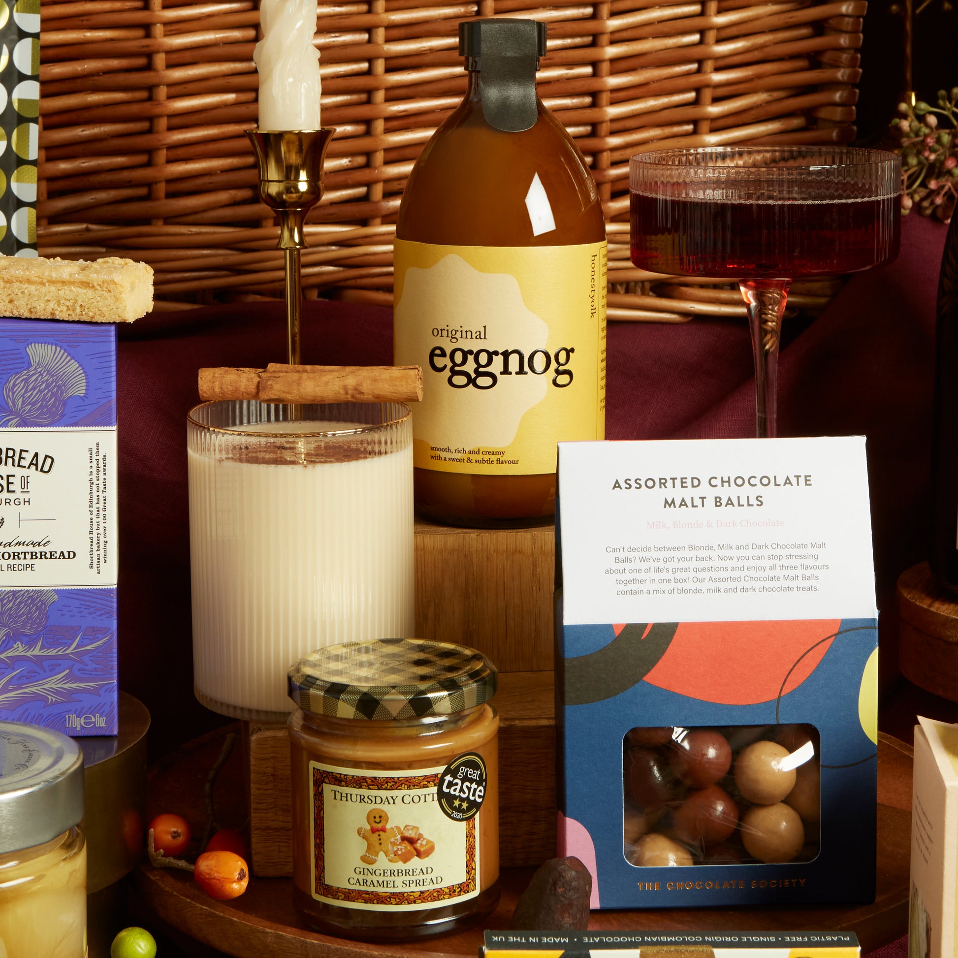 Traditional festive eggnog festive gift hamper for Christmas