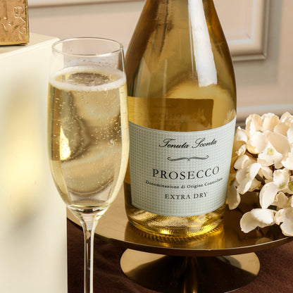 Close up of products in Sweet & Savoury Delights Hamper with Prosecco, a luxury gift hamper from hampers.com UK