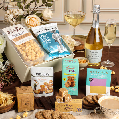 Main image of Sweet & Savoury Delights Hamper with Prosecco, a luxury gift hamper from hampers.com UK