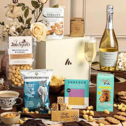 Main image of Sweet & Savoury Delights Hamper with Prosecco, a luxury gift hamper from hampers.com UK