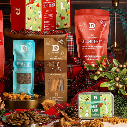 Christmas Dog Selection Gift Box, showing a selection of festive natural treats for dogs.