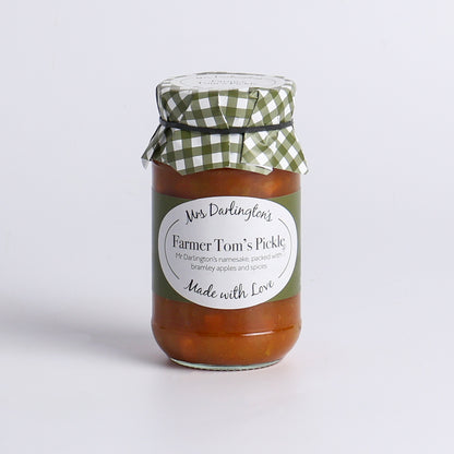 Image of 312g Farmer Tom's Pickle by Mrs Darlington's, part of luxury gift hampers from hampers.com UK