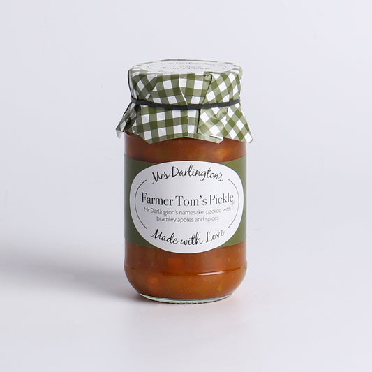 Image of 312g Farmer Tom's Pickle by Mrs Darlington's, part of luxury gift hampers from hampers.com UK
