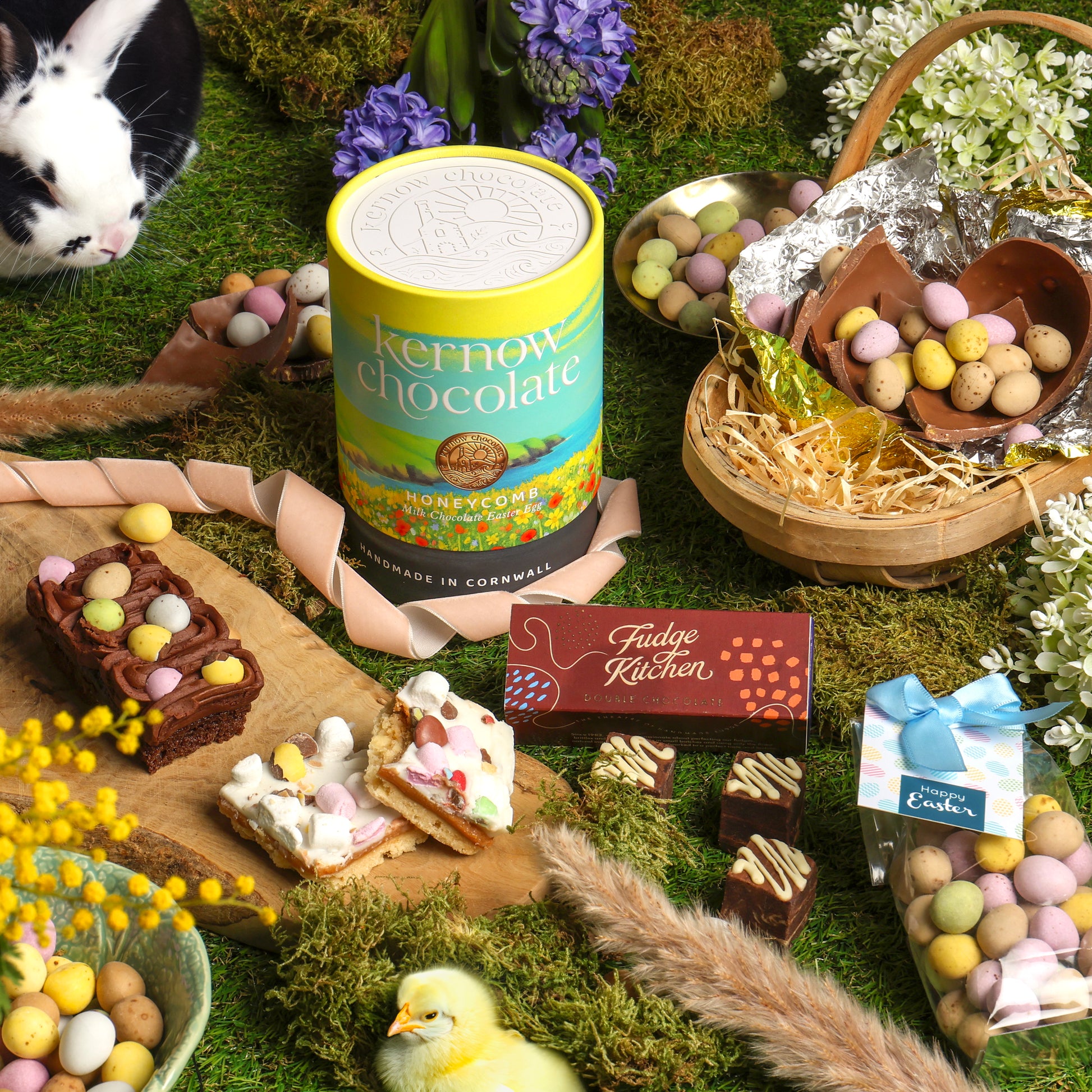 Close up of products in Easter Egg Gift Box, a luxury gift hamper from hampers.com UK