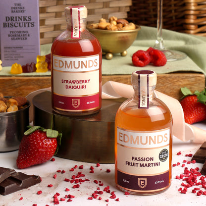 Close up of products in Luxury Cocktail and Treats Hamper, a luxury gift hamper from hampers.com UK