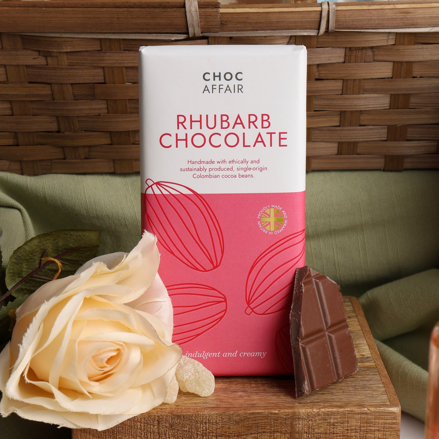 Close up of products in The Pink Gin Gift Hamper, a luxury gift hamper from hampers.com UK