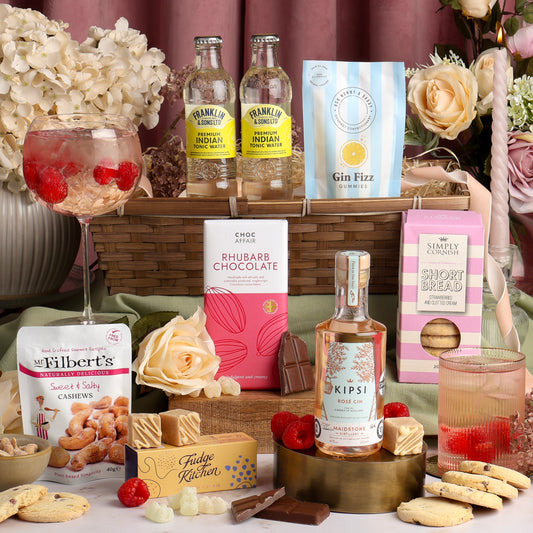 Main image of The Pink Gin Gift Hamper, a luxury gift hamper from hampers.com UK