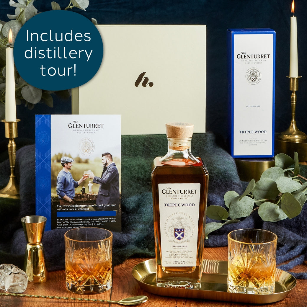Main image of Whisky Hamper and Distillery Tour for Him, a luxury gift hamper from hampers.com UK