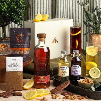 Main image of Spiced Rum & Chocolate Hamper, a luxury gift hamper from hampers.com UK