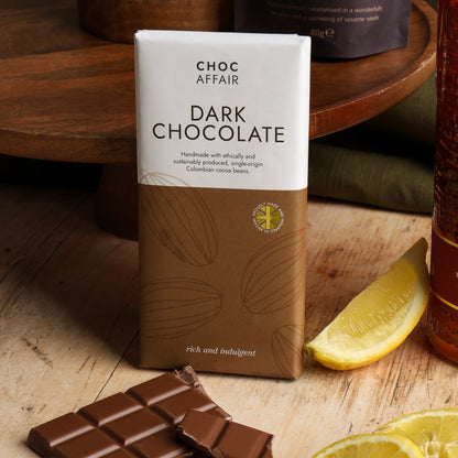 Close up of products in Spiced Rum & Chocolate Hamper, a luxury gift hamper from hampers.com UK