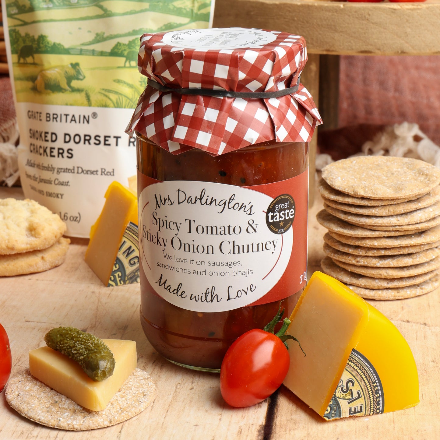 Close up of products in Prosecco Picnic Hamper, a luxury gift hamper from hampers.com UK