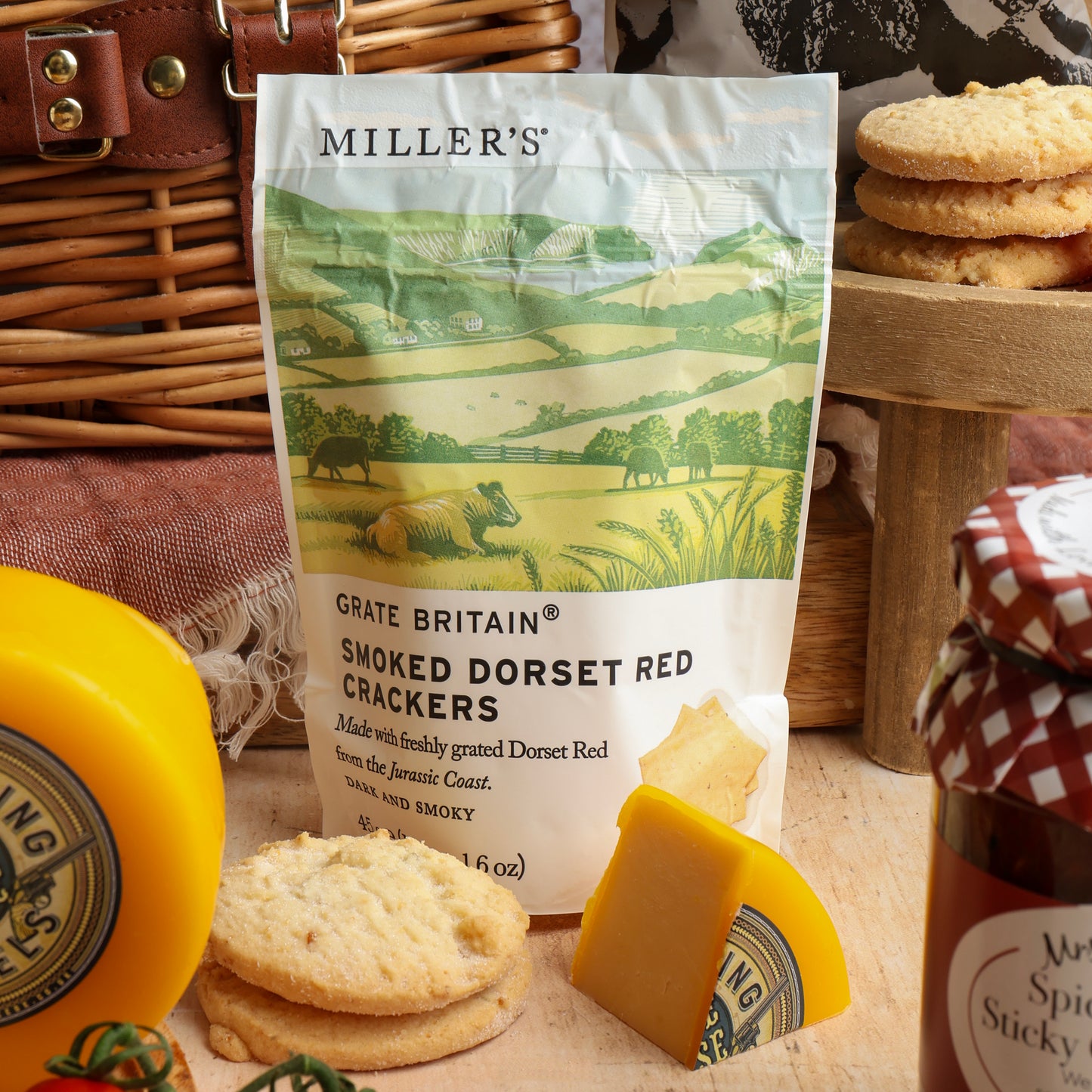 Close up of products in Prosecco Picnic Hamper, a luxury gift hamper from hampers.com UK