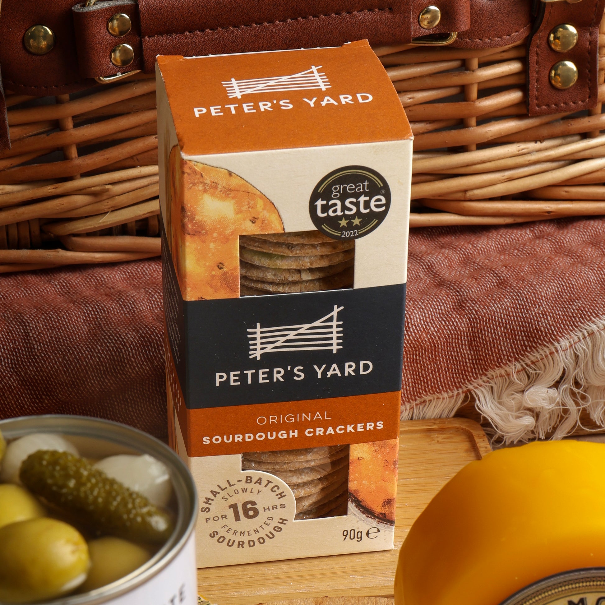 Close up of products in Prosecco Picnic Hamper, a luxury gift hamper from hampers.com UK