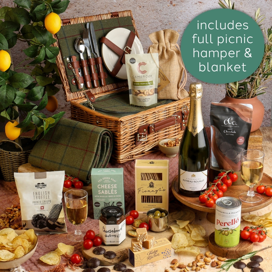 Main image of The Perfect Pairing Champagne Picnic Hamper, a luxury gift hamper from hampers.com UK