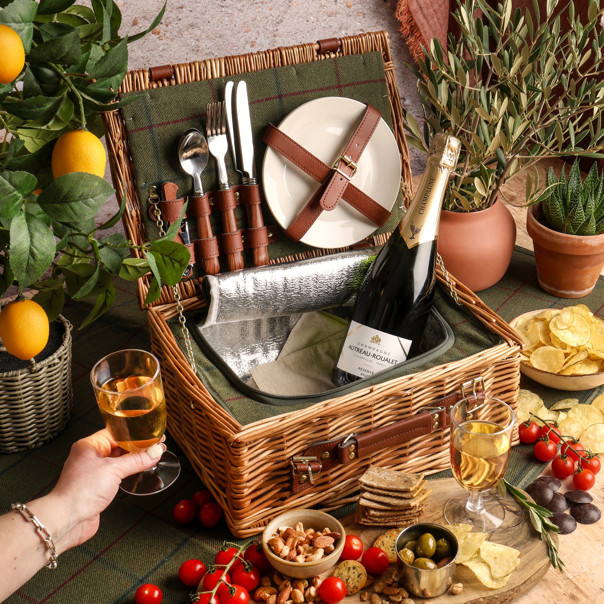 Main image of The Perfect Pairing Champagne Picnic Hamper, a luxury gift hamper from hampers.com UK