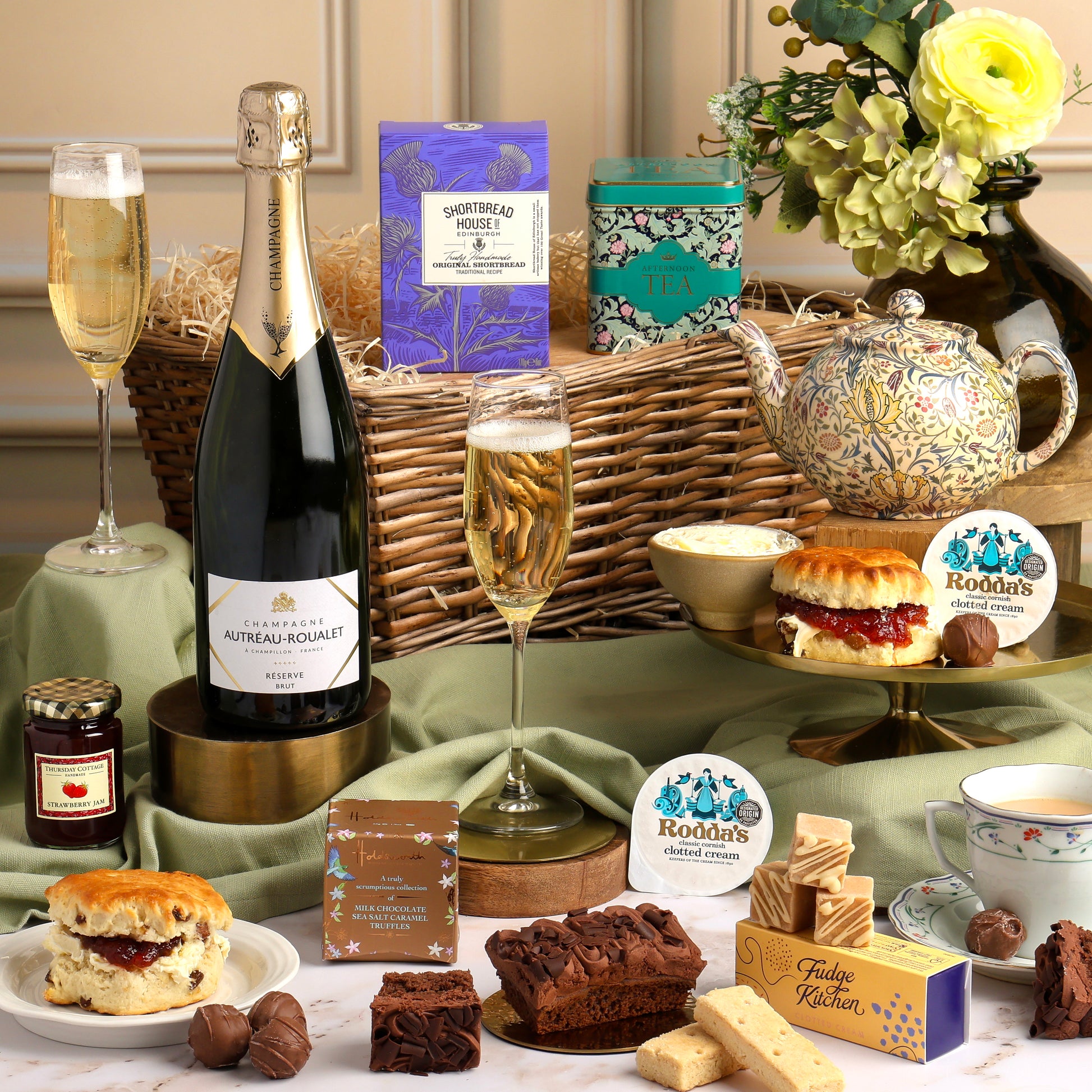 Main image of Luxury Champagne Afternoon Tea Hamper, a luxury gift hamper from hampers.com UK