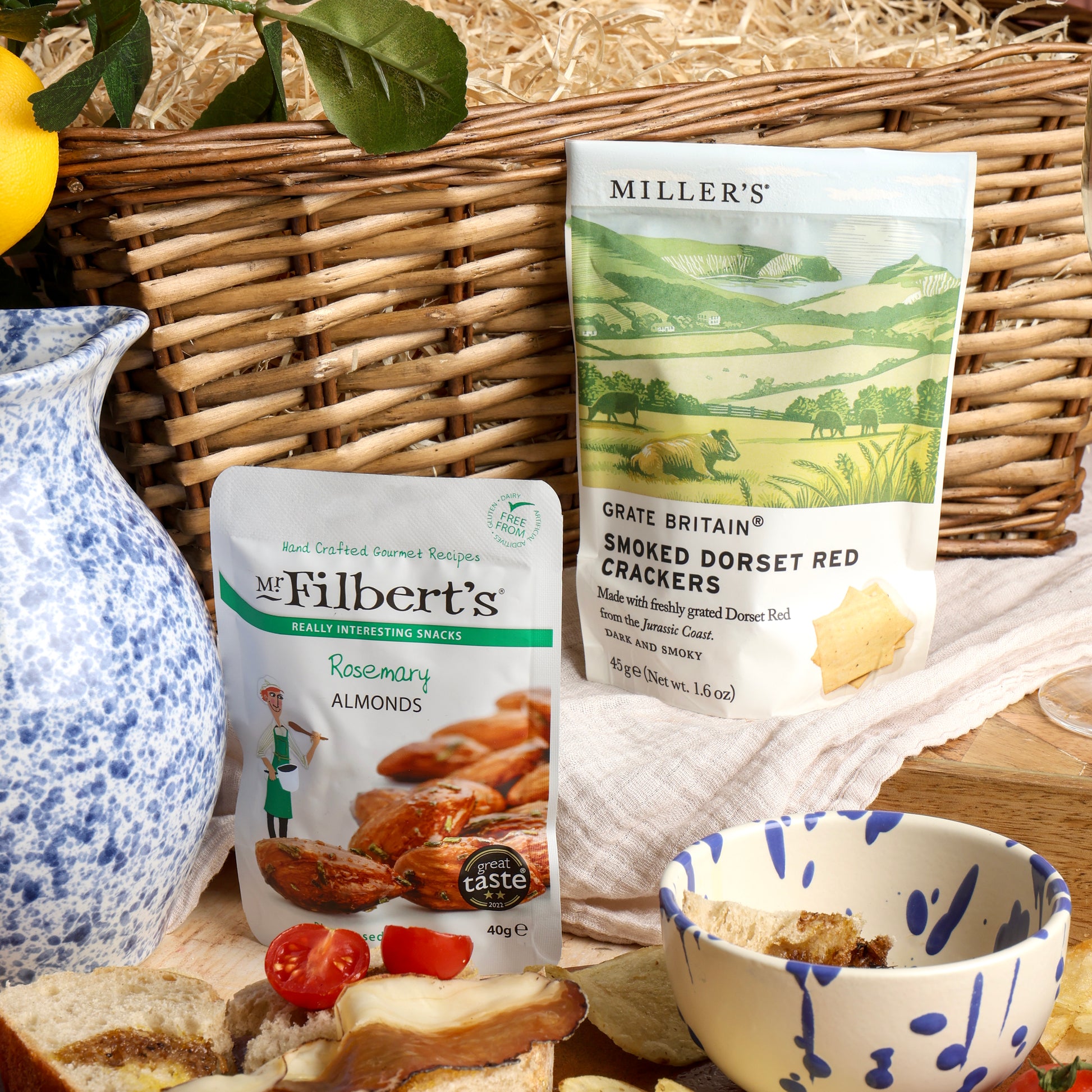 Close up of products in Sparkling Wine & Charcuterie Hamper, a luxury gift hamper from hampers.com UK