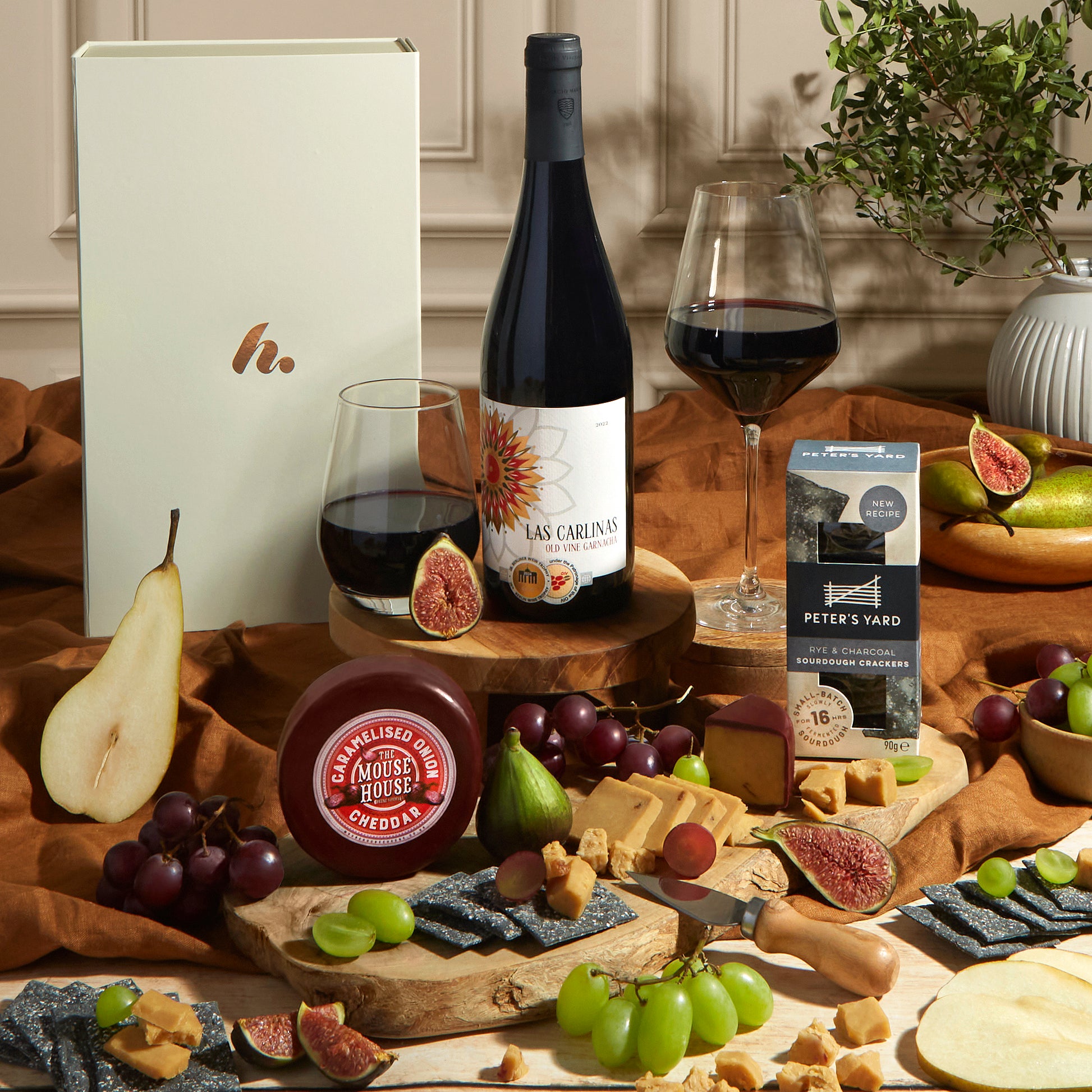 Main image of Classic Wine & Cheese Gift Box, a luxury gift hamper from hampers.com UK