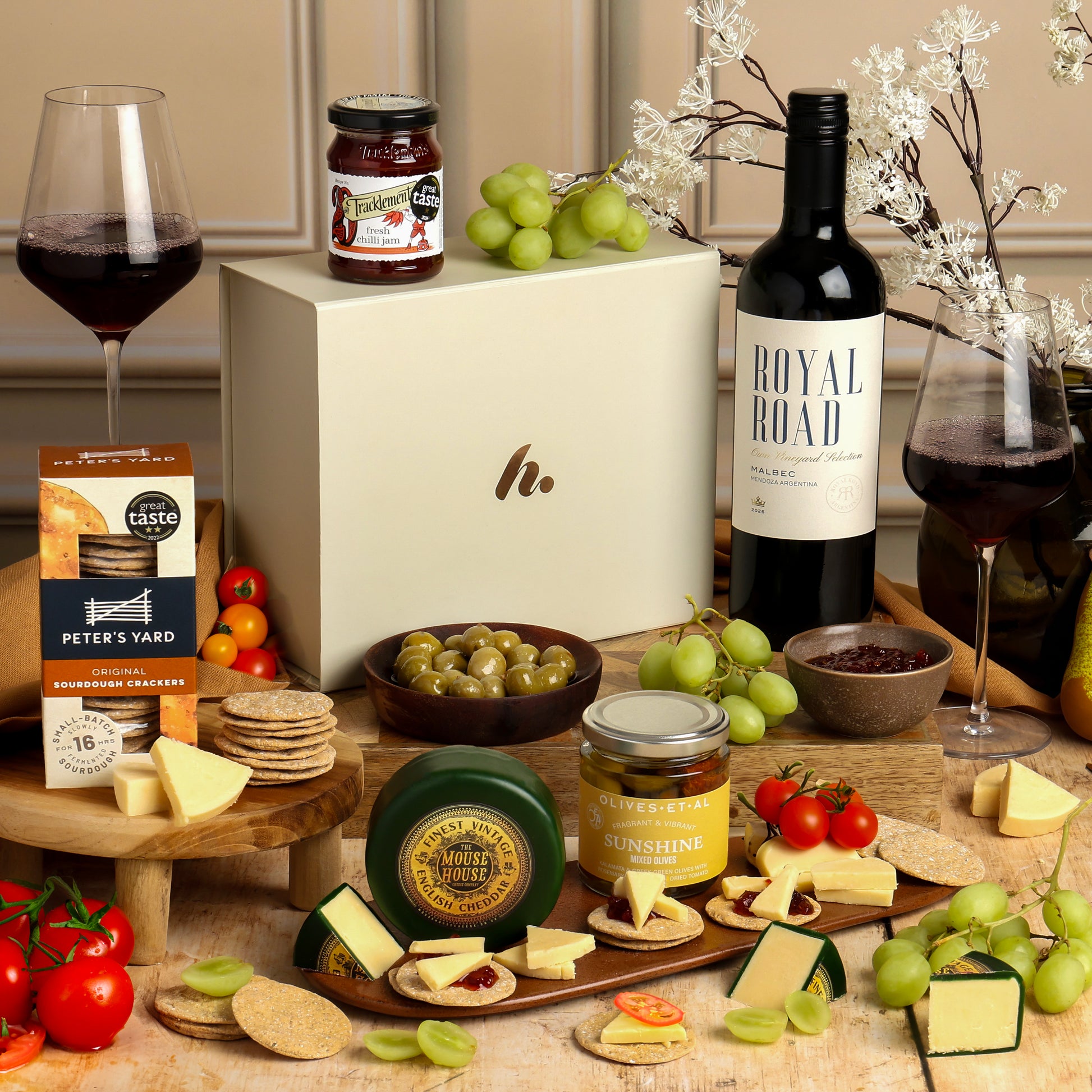 Main image of Gourmet Cheese & Wine Gift, a luxury gift hamper from hampers.com UK