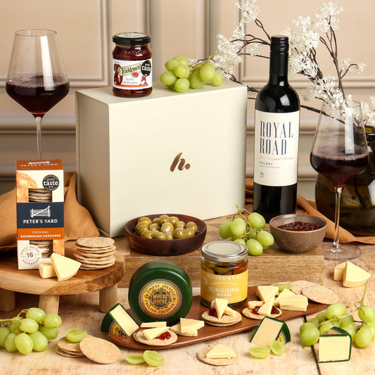 Main image of Gourmet Cheese & Wine Gift, a luxury gift hamper from hampers.com UK