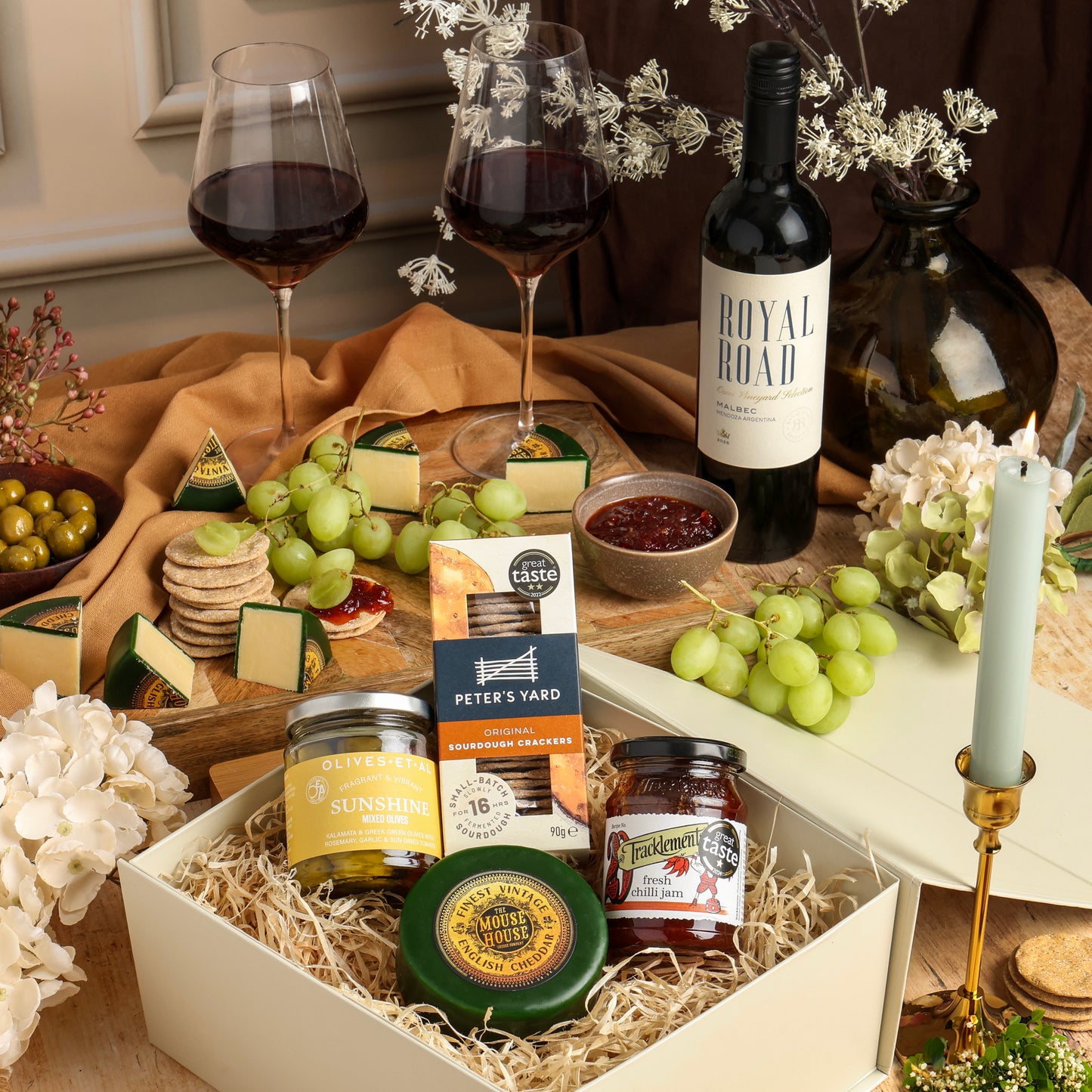 Main image of Gourmet Cheese & Wine Gift, a luxury gift hamper from hampers.com UK