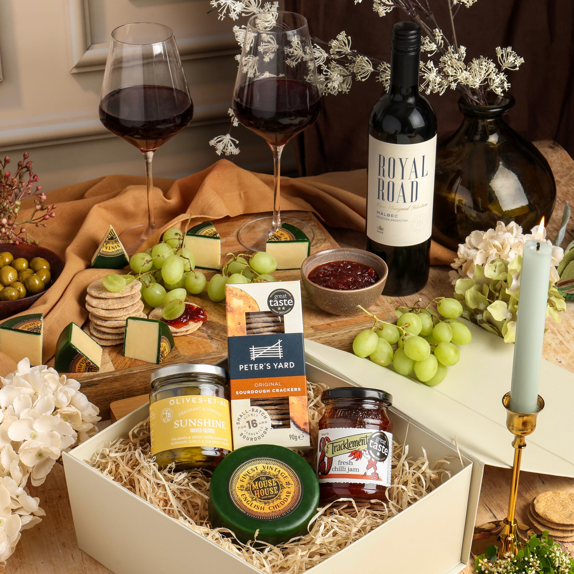 Main image of Gourmet Cheese & Wine Gift, a luxury gift hamper from hampers.com UK