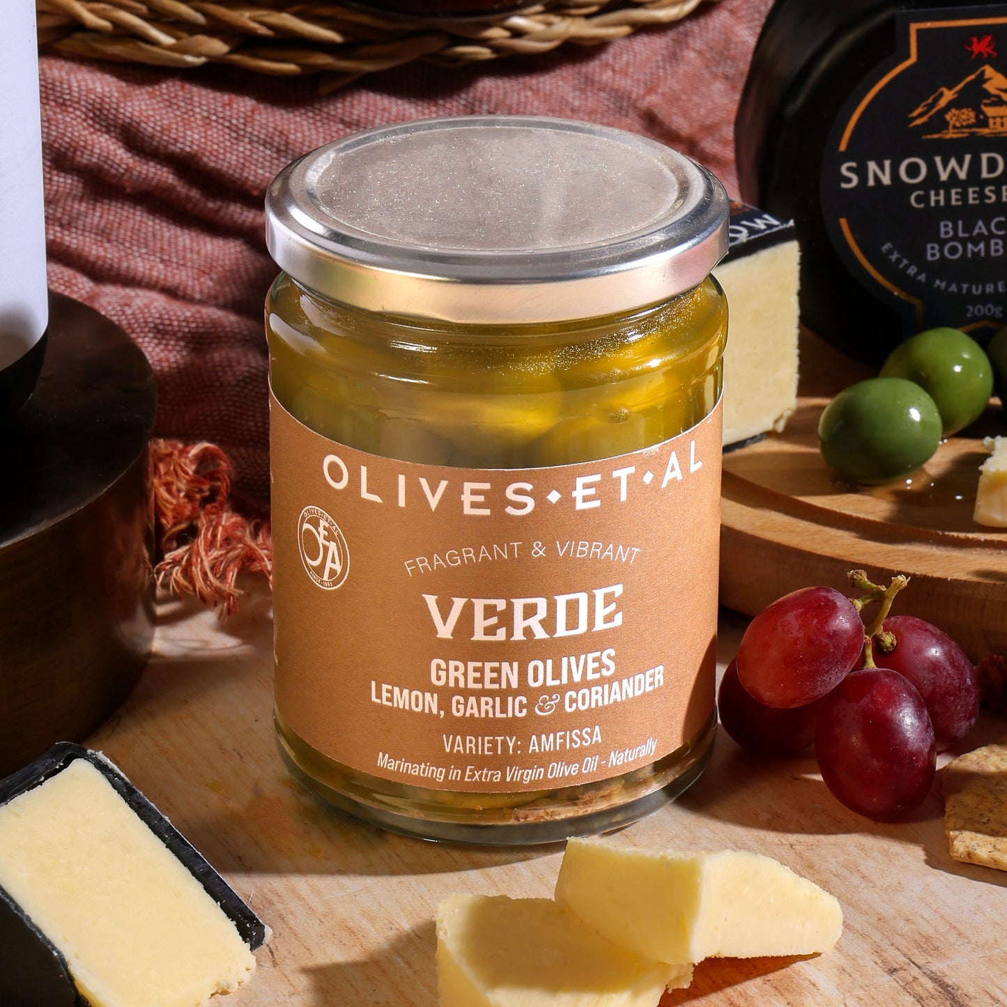 Close up of products in Luxury White Wine, Cheese & Quince Hamper, a luxury gift hamper from hampers.com UK