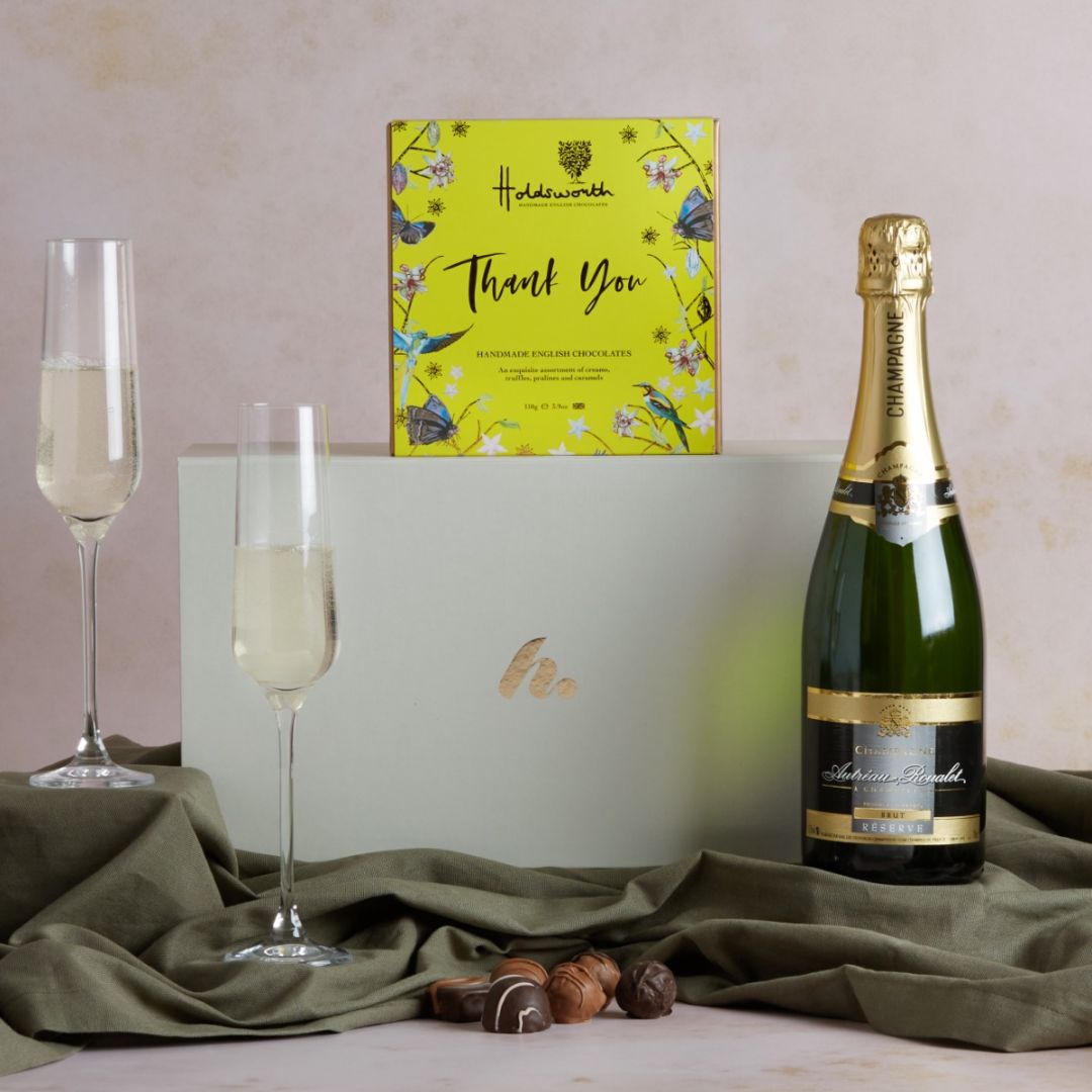 Main Thank You Champagne & Chocolates Gift, a luxury gift hamper at hampers.com