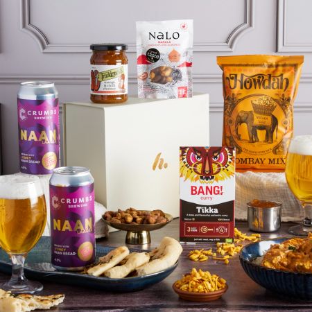 Main image of The Curry Night Indian Beer Hamper, a luxury gift hamper from hampers.com UK