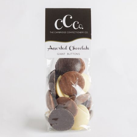 The Cambridge Confectionery Co. Dark Chocolate Buttons (150g), part of luxury gift hampers at hampers.com