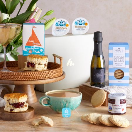 Main Cream Tea Hamper With Prosecco For One, a luxury gift hamper at hampers.com